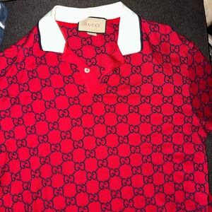 Gucci Polo Shirt in Red with Logo Pattern men’s